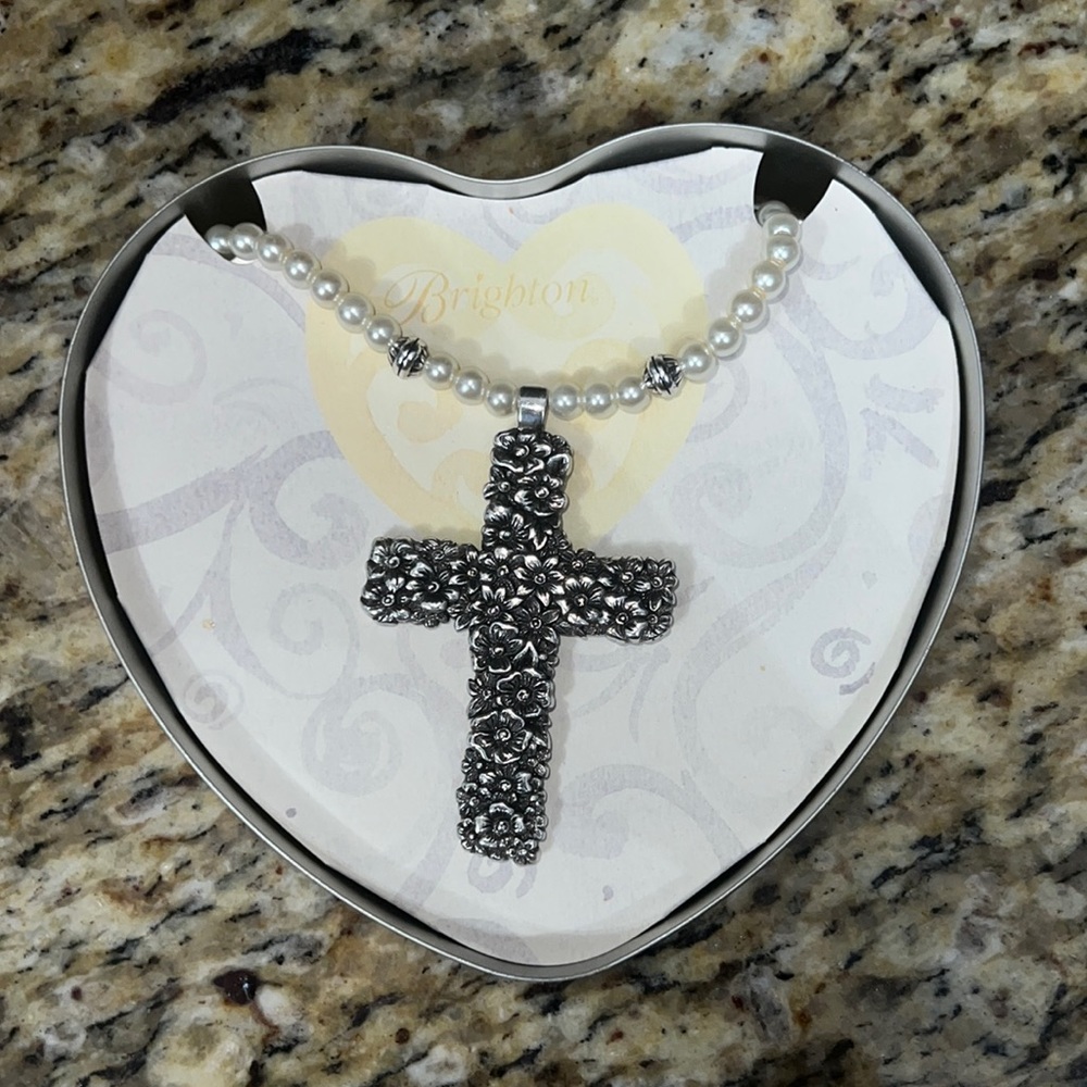 Brighton pearl cross necklace